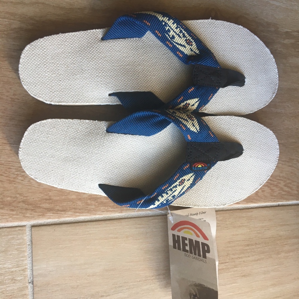 Hemp Fish Rainbow Flip Flops NWT women medium